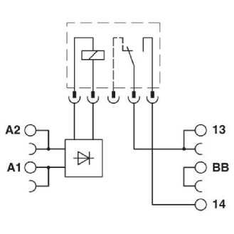 Socle de 6,2 mm pour relais 1NO, à vis, tension d'entrée 24 V AC/DC - PLC-BSC- 24UC/ 1/ACT-Lire la description