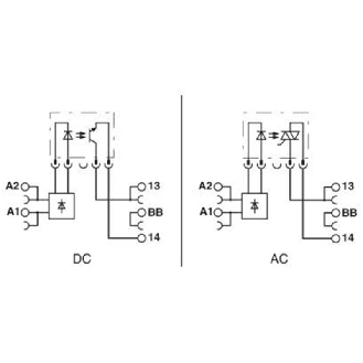 Socle de 6,2 mm pour relais 1NO, à vis, tension d'entrée 24 V AC/DC - PLC-BSC- 24UC/ 1/ACT-Lire la description