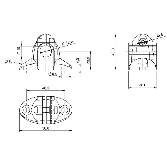 Système de montage, pour tiges Ø12mm / 10x10mm, 56x30x40mm - BMS CU-P-D12-A040-00 (BAM002J) Système de montage, pour tiges Ø12mm / 10x10mm, 56x30x40mm - BMS CU-P-D12-A040-00 (BAM002J)-Lire la description