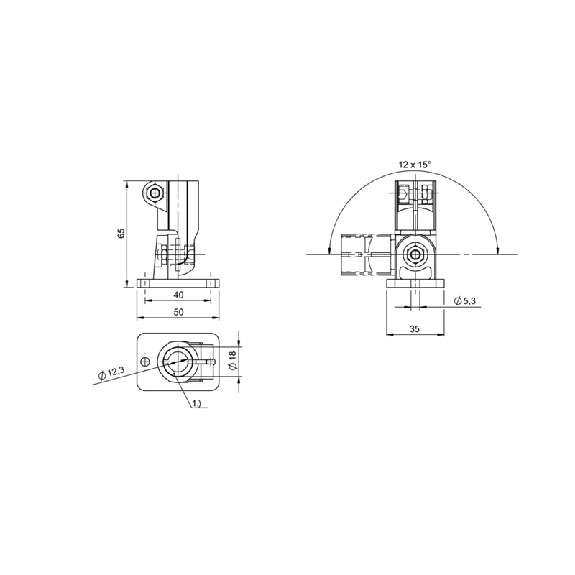 Système de montage, pour le logement de barres Ø12 mm / 50x65x35mm - BMS CUJ-P-D12-R040-00 (BAM002Y) Système de montage, pour le logement de barres Ø12 mm / 50x65x35mm - BMS CUJ-P-D12-R040-00 (BAM002Y)-Lire la description