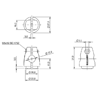 Système de montage pour logement de barres Ø12 mm  - BMS CS-M-D12-IZ (BAM0031)-Lire la description