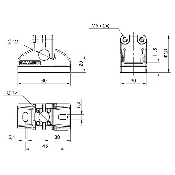 Système de montage pour logement de barres Ø12 mm - BMS CU-M-D12-B040-02 (BAM02JT) Système de montage pour logement de barres Ø12 mm - BMS CU-M-D12-B040-02 (BAM02JT)-Lire la description