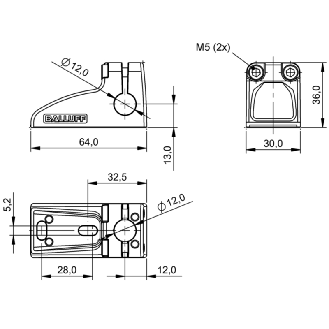 Système de montage, Logement de tiges Ø12 mm - BMS CU-M-D12-B028-00 (BAM024P)-Lire la description