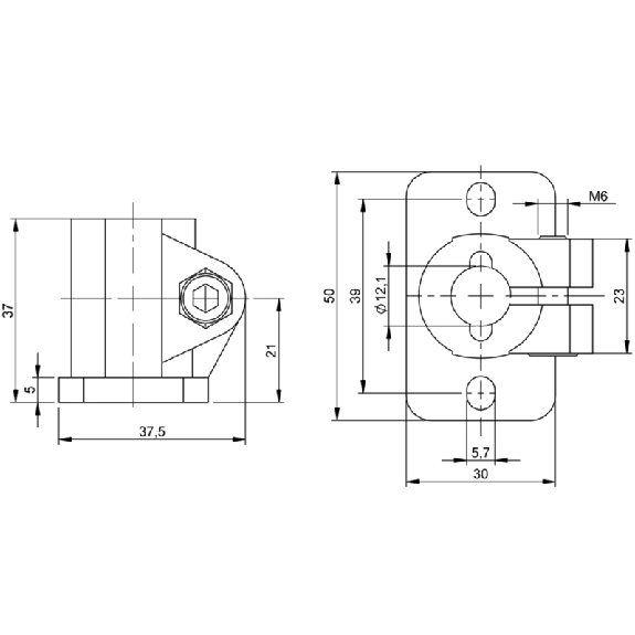 Système de montage pour le logement de barres Ø12 mm, inox - BMS CU-M-D12-E038-01 (BAM03EU) Système de montage pour le logement de barres Ø12 mm, inox - BMS CU-M-D12-E038-01 (BAM03EU)-Lire la description