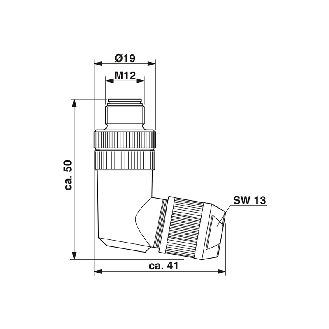 M12D Fem Coudé 4p; Blindé Bornes autodénudantes, Ø4-8mm Ethernet - SACC-M12MRD-4Q SH-Lire la description