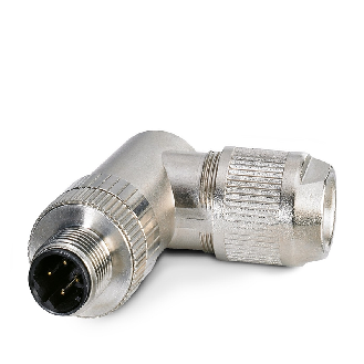 M12D Fem Coudé 4p; Blindé Bornes autodénudantes, Ø4-8mm Ethernet - SACC-M12MRD-4Q SH-Lire la description