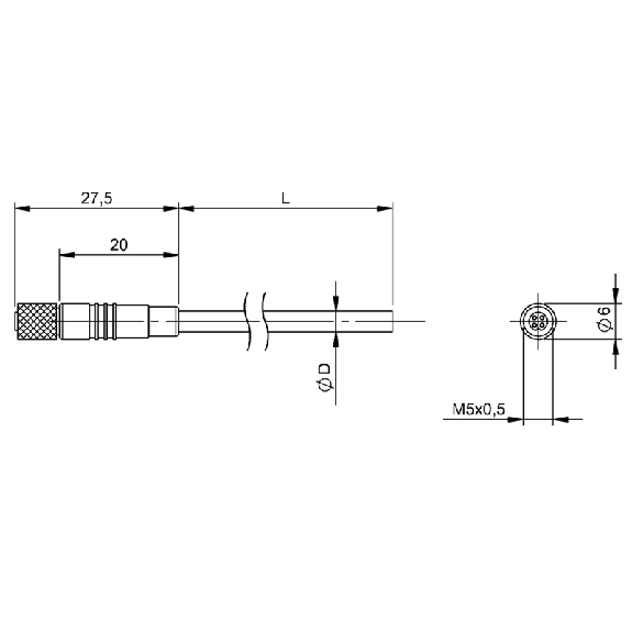 M05 Fem Droit 4p; Câble PUR 4x0.14 Noir Cpc 3m - BCC M214-0000-10-003-PX0414-030 (BCC0FLL)-Lire la description