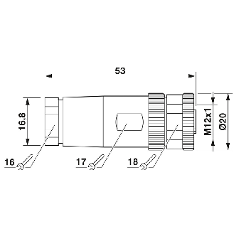 M12A Fem Droit 8p; Bornes à vis max. 0.5mm², Pg9 Ø6-8mm - SACC-M12FS-8CON-PG9-M-Lire la description