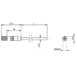 M05 Fem Droit 4p; Câble PUR 4x0.14 Noir Cpc 10m - BCC M214-0000-10-003-PX0414-100 (BCC0FLN)-Lire la description