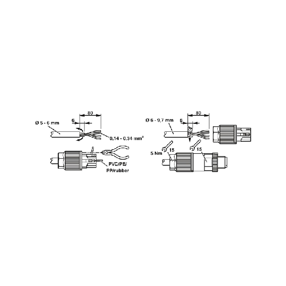 M12D Mâle Droit 4p; Blindé autodénudant, Ø5-9,7mm, Cat. 5, 100 Mbit/s - SACC-M12MSD-4QO SH ETH-Lire la description