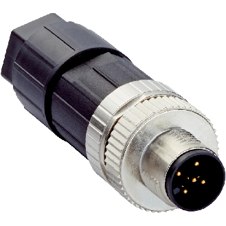 M12A Mâle Droit 5p; Bornes à ressort 0.14-.5mm², Ø4-8mm - STE-1205-GFE-Lire la description