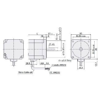 Moteur pas à pas 2 phases Bride 85mm 6.2 Nm IP54 Câble - PK299DW-Lire la description