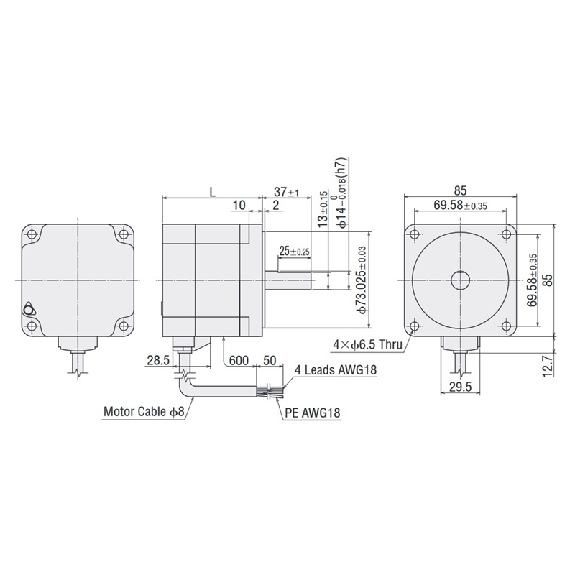 Moteur pas à pas 2 phases Bride 85mm 6.2 Nm IP54 Câble - PK299DW Moteur pas à pas 2 phases Bride 85mm 6.2 Nm IP54 Câble - PK299DW-Lire la description