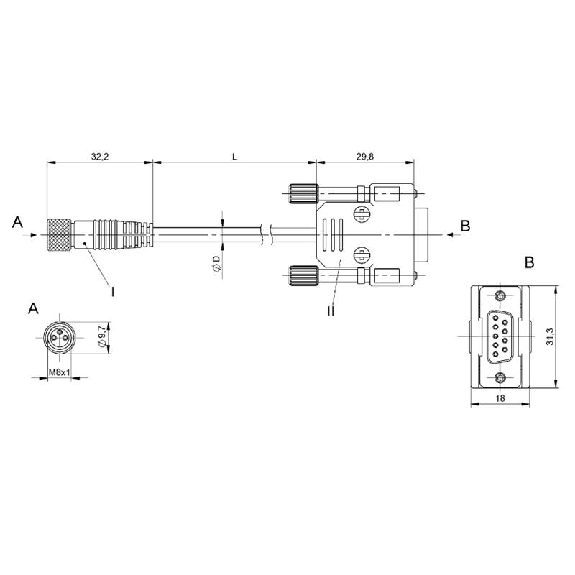 Câble de liaison Sub D9 Mâle / M08 Fem 3p Blindé - BCC M313-D259-B0-688-PS0334-020 (BCC0ARP) Câble de liaison Sub D9 Mâle / M08 Fem 3p Blindé - BCC M313-D259-B0-688-PS0334-020 (BCC0ARP)-Lire la description