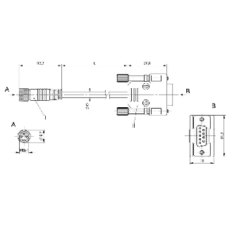 Câble de liaison Sub D9 Mâle / M08 Fem 3p Blindé - BCC M313-D259-B0-688-PS0334-020 (BCC0ARP)-Lire la description