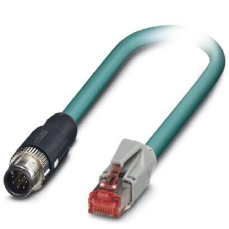 Câble de réseau, Ethernet CAT5, M12 8p/RJ45, bleu lagon 10m - NBC-MS/10,0-94B/R4AC SCO-Lire la description