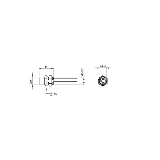 Passage de cloison M08 Fem Droit 3p/3 fils (3 x 0.25mm²) 2m, 60V - BCC M353-0000-10-RM049-020 (BCC0E4Z)-Lire la description