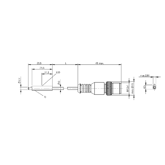 DPM Vérins Divers PNP NO 25.5x3x4.5mm 10-30Vdc / M12 4P+C0.5m PUR - BMF 303K-PS-C-2A-S4-00,5 (BMF0040)-Lire la description