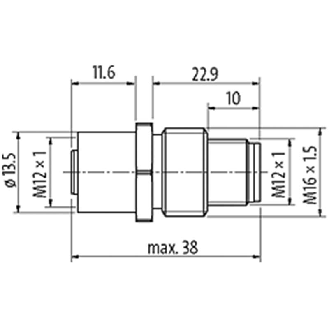 Passage de Cloison M12B Fem 5p/M12B Mâle 5p; Profibus Blindé - 7000-44111-0000000-Lire la description