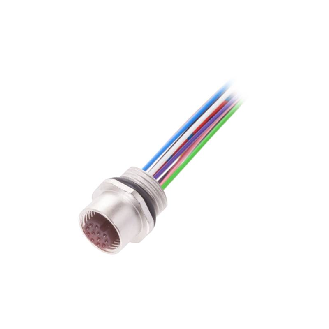 Passage de cloison M12 Fem Droit 12p/12 fils (12 x 0.14mm²) 0,5m, 30V - BCC M45C-0000-1A-RM081-005 (BCC0E59)-Lire la description