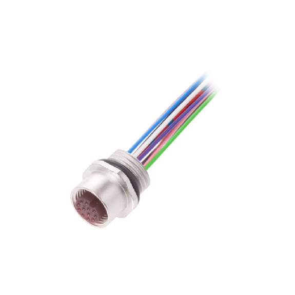 Passage de cloison M12 Fem Droit 12p/12 fils (12 x 0.14mm²) 0,5m, 30V - BCC M45C-0000-1A-RM081-005 (BCC0E59)-Lire la description