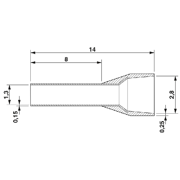 Embout, 0,75mm², douille: 8mm, gris, 20 rubans de 50 - AI  0,75- 8 GY-S-Lire la description