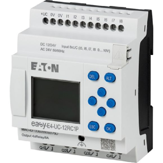 Module logique 12/24 VDC,24 VAC, aff., 8E TOR : 4 ana, 4S relais - EASY-E4-UC-12RC1P-Lire la description