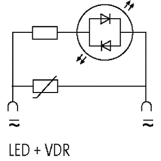 Module d'antiparasit. p/électrov. Forme A LED+VDR 48VAC/DC 100W/VA - 3124052 | VBS-LED JAUNE +VDR 48 U-Lire la description