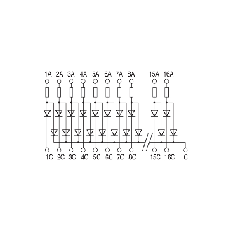 Module pour essais LED 16 canaux, commun négatif, bornes à vis - XCLT16AC [CLT16CC]-Lire la description