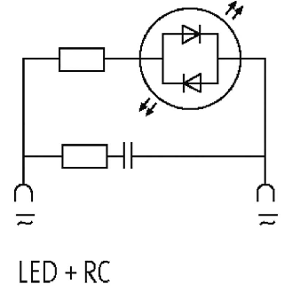 Module d'antiparasit. p/électrov. Forme A LED+RC 110VAC/DC 10W/VA - 3124070 | VBS-LED JAUNE +RC 022/110-Lire la description