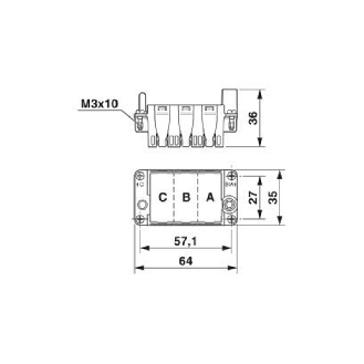 Cadre support de module B10 pour le côté capot (A, B, C, ..) 4-6mm² - HC-M-B10-MFH-H-Lire la description
