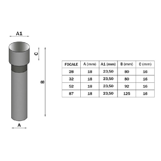 Pointeur LED 3W rouge, F=32mm, marquage croix (CR1) - 32.CR1.L3.R-Lire la description