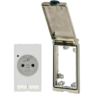 Set: Cadre simple métal face avant armoire + Prise France (UTE-NF) - 4000-68113-0050000 | MSDD-Lire la description