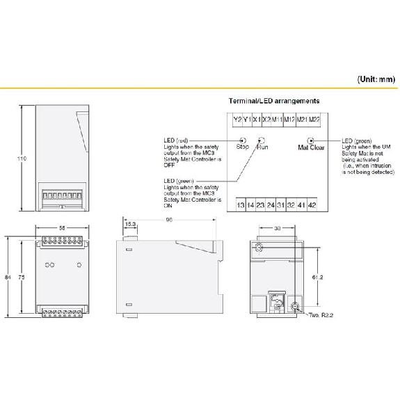 Contrôleur pour tapis de sécurité Alimentation 24VDC 2 sorties relais - MC3-Lire la description