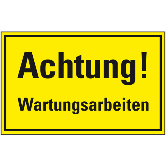 Hinweisschild Achtung! Wartungsarbeiten, Magnetfolie, 300x200mm-Lire la description