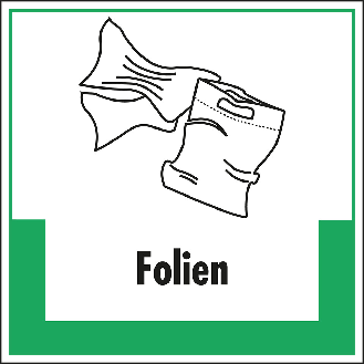 Abfallkennzeichen Folien, mit Symbol und Text, Kunststoff, 200x200mm-Beschreibung lesen