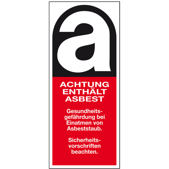 Gefahrenkennzeichen Achtung enthält Asbest, Typ B, Folie, selbstklebend, 40x95mm Gefahrenkennzeichen Achtung enthält Asbest, Typ B, Folie, selbstklebend, 40x95mm-Beschreibung lesen