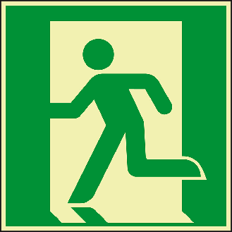 PERMALIGHT power langnachleuchtend Rettungszeichen Rettungsweg /Notausgang links, Aluminium,300x300mm, ASR-Beschreibung lesen