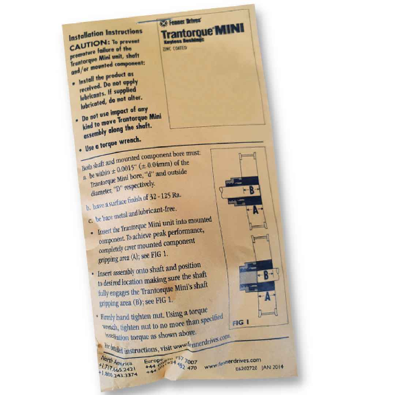 FENNER DRIVES -  Référence TTQM0720 - Moyeu expansible Trantorque Mini avec diamètre intérieur de 07 mm-Lire la description