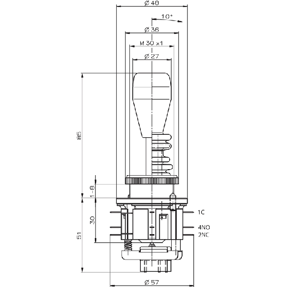 Manipulateur 4 positions, verrouillage, soufflet - WKT1234VW-Lire la description