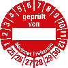 Prüfplakette geprüft von NP,25-30,Beschriftungsfeld,rot,Folie,Ø 30mm,10/Bogen Prüfplakette geprüft von NP,25-30,Beschriftungsfeld,rot,Folie,Ø 30mm,10/Bogen