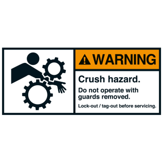 ANSI-Aufkleber WARNING Crush hazard,Arm,UL anerk.,Folie,70x160mm,2/Bogen-Beschreibung lesen
