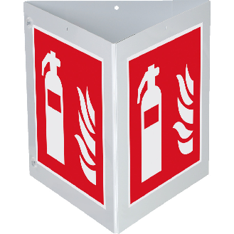 Triarama-Set Feuerlöscher, ASR/ISO, 3seitig, Kunststoff, 250x250mm-Beschreibung lesen