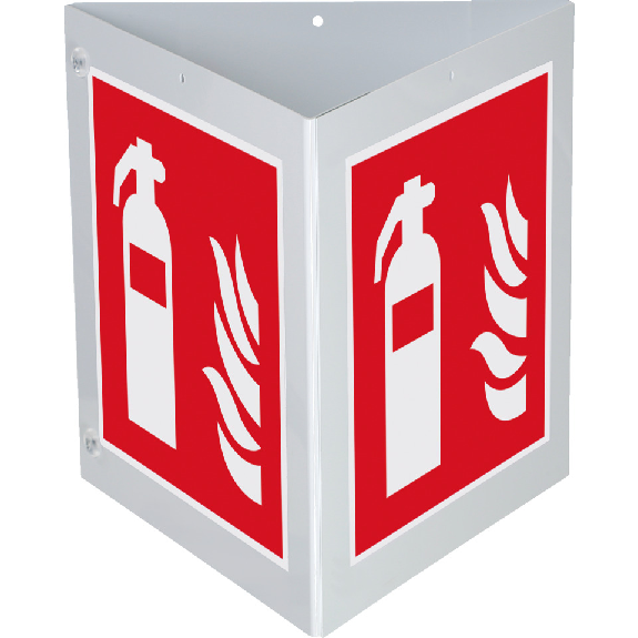 Triarama-Set Feuerlöscher, ASR/ISO, 3seitig, Kunststoff, 250x250mm-Beschreibung lesen