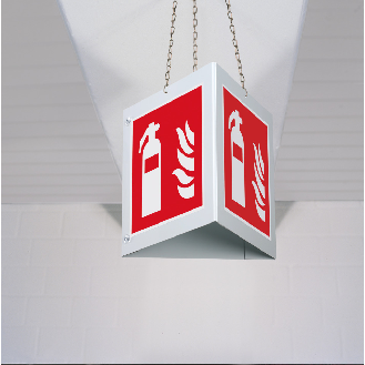 Triarama-Set Feuerlöscher, ASR/ISO, 3seitig, Kunststoff, 250x250mm-Beschreibung lesen