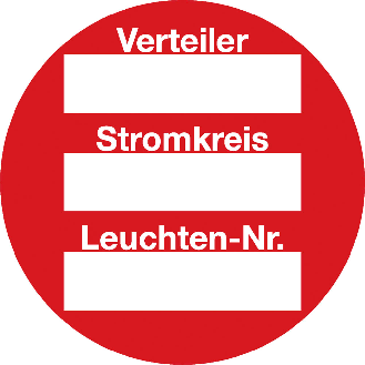 Stromkreisbez.schild zum Beschriften,3 Felder vorbedr.,PCV Folie,Ø39mm,30/Heft-Beschreibung lesen