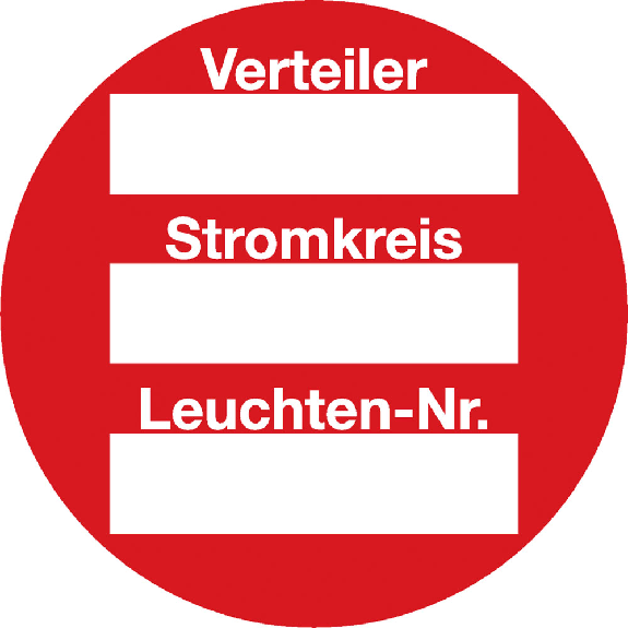 Stromkreisbez.schild zum Beschriften,3 Felder vorbedr.,PCV Folie,Ø39mm,30/Heft-Beschreibung lesen
