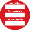 Stromkreisbez.schild zum Beschriften,3 Felder vorbedr.,PCV Folie,Ø39mm,30/Heft