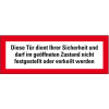 Feuerwehrschild Diese Tür dient Ihrer Sicherh. ..., Folie, selbstklebend, 297x105mm, DIN 4066