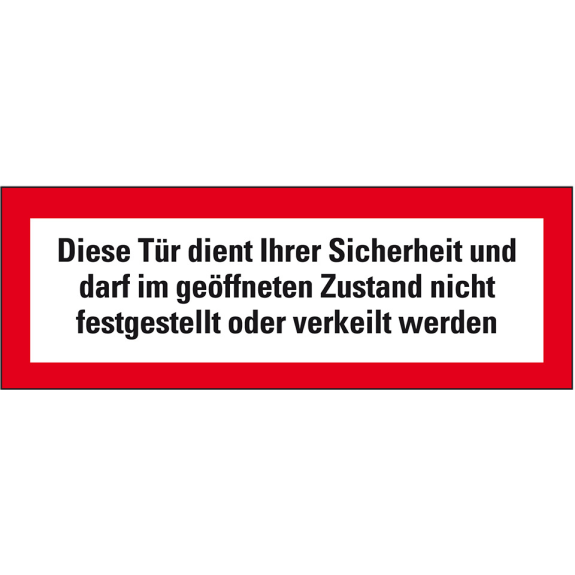 Feuerwehrschild Diese Tür dient Ihrer Sicherh. ..., Folie, selbstklebend, 297x105mm, DIN 4066-Beschreibung lesen